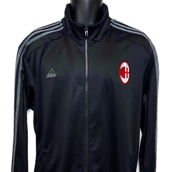 Adidas AC Milan 3 Stripe Track Jacket Black Sz 2XL - Picture 2 of 7